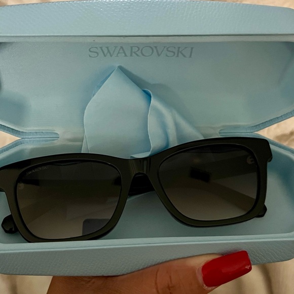 Swarovski Black Sunglasses with Crystal Accents - Picture 5 of 12